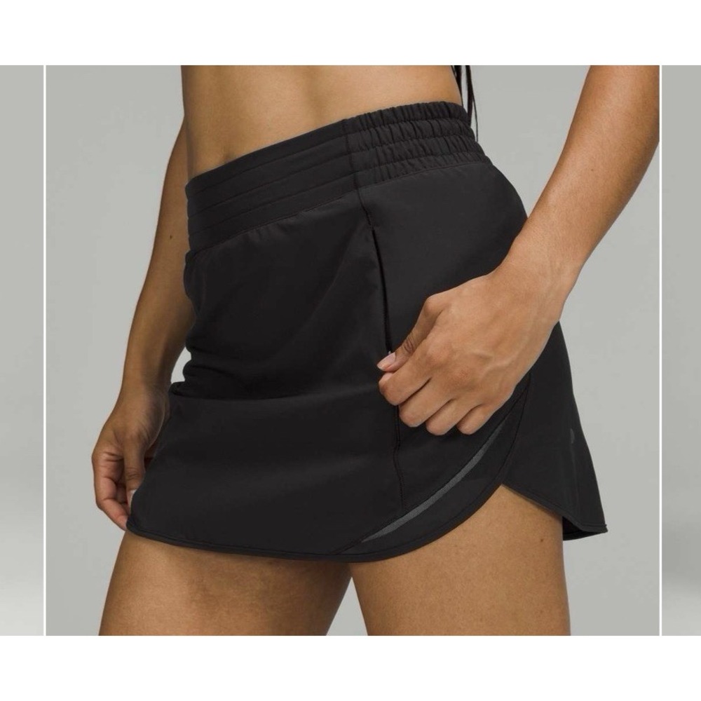 Lululemon Hotty Hot High-Rise Skirt Sz 8 Black Skort W8ADFR Mesh Swift Yoga Run